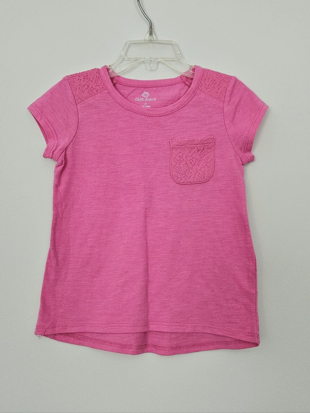 Girls Pink Top w Lace Detail Tee 5T Tshirt